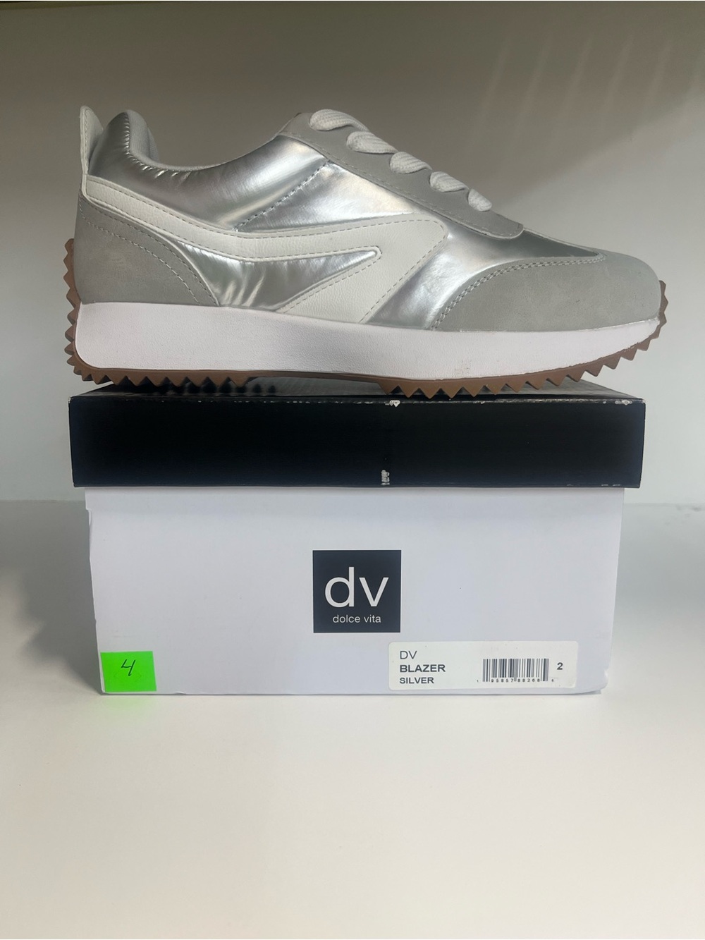 Dolce Vita Metallic Silver Low-Top Trainer - Picture 2 of 3